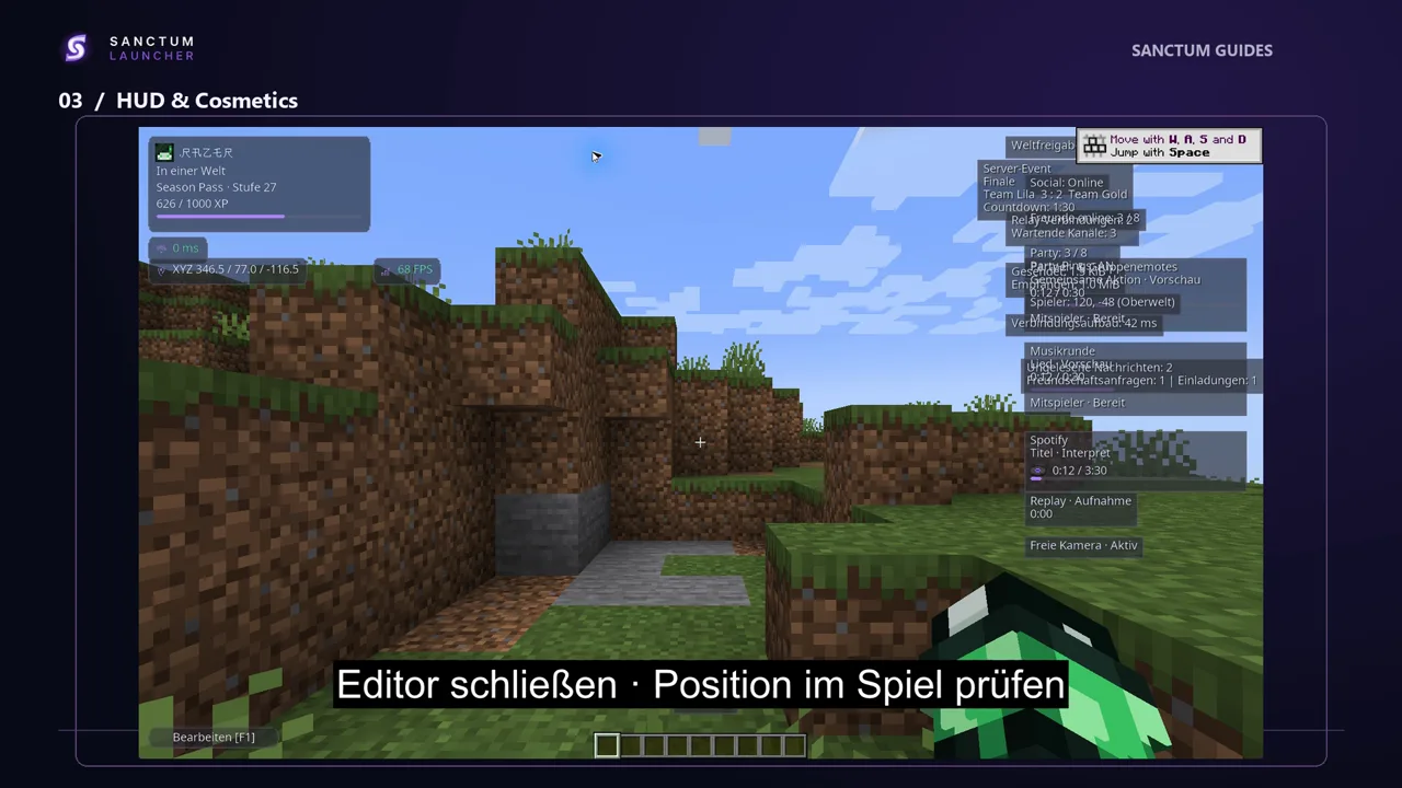 Aufgeräumtes HUD im Spiel nach dem Schließen des Editors
